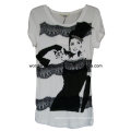 Impression avec la mode de strass Hot Hot personnalisé Tee Tee Shirt